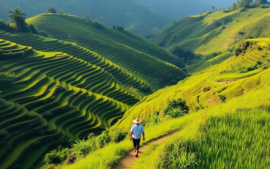 The wide green terraces at Jatiluwih in west Bali.